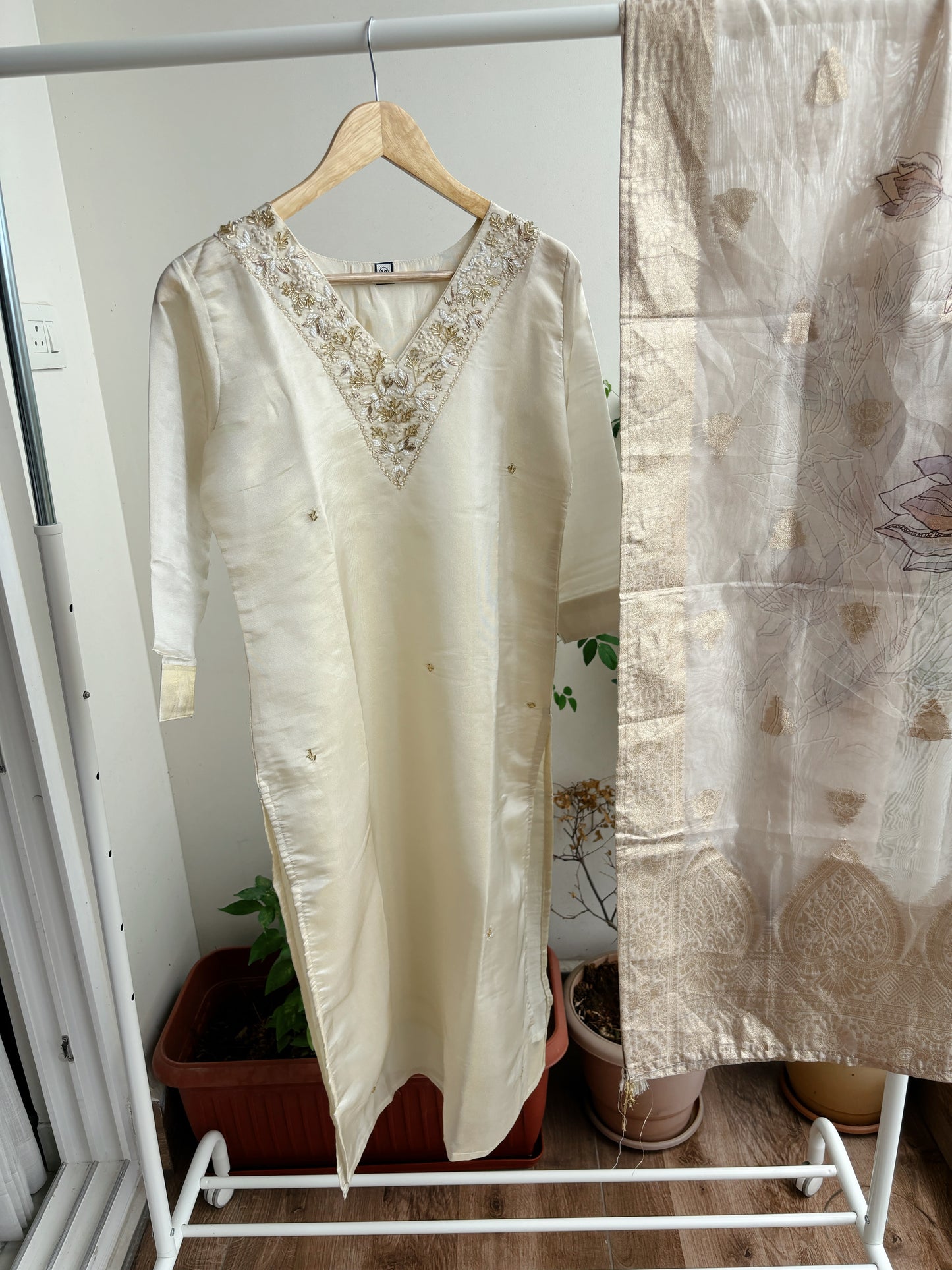 White Shimmer Suit Set