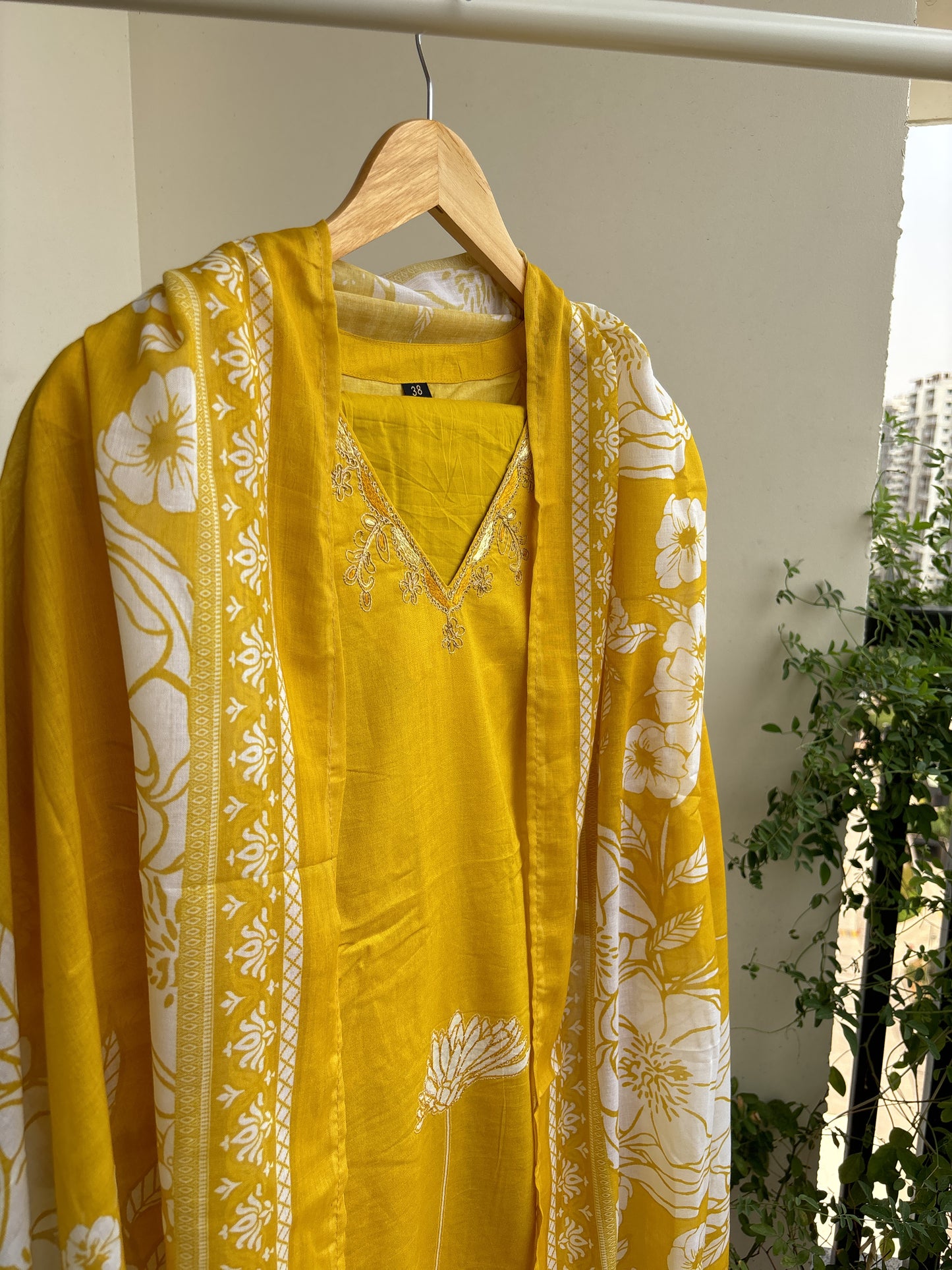 Yellow Cotton Suit Set