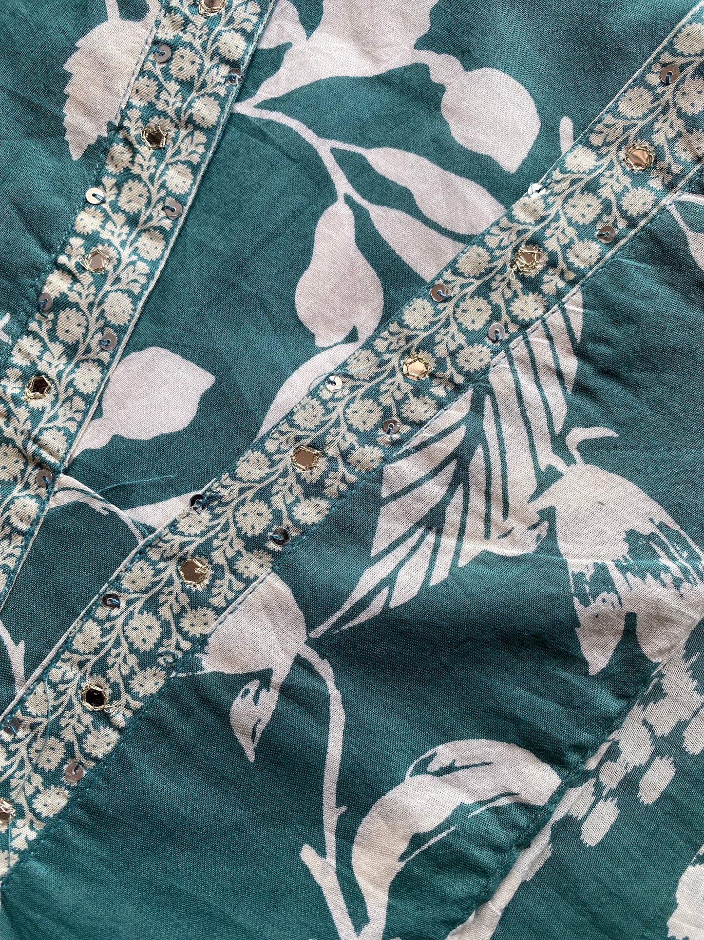 Sea Green Printed A-Line Kurta & Trousers with Dupatta
