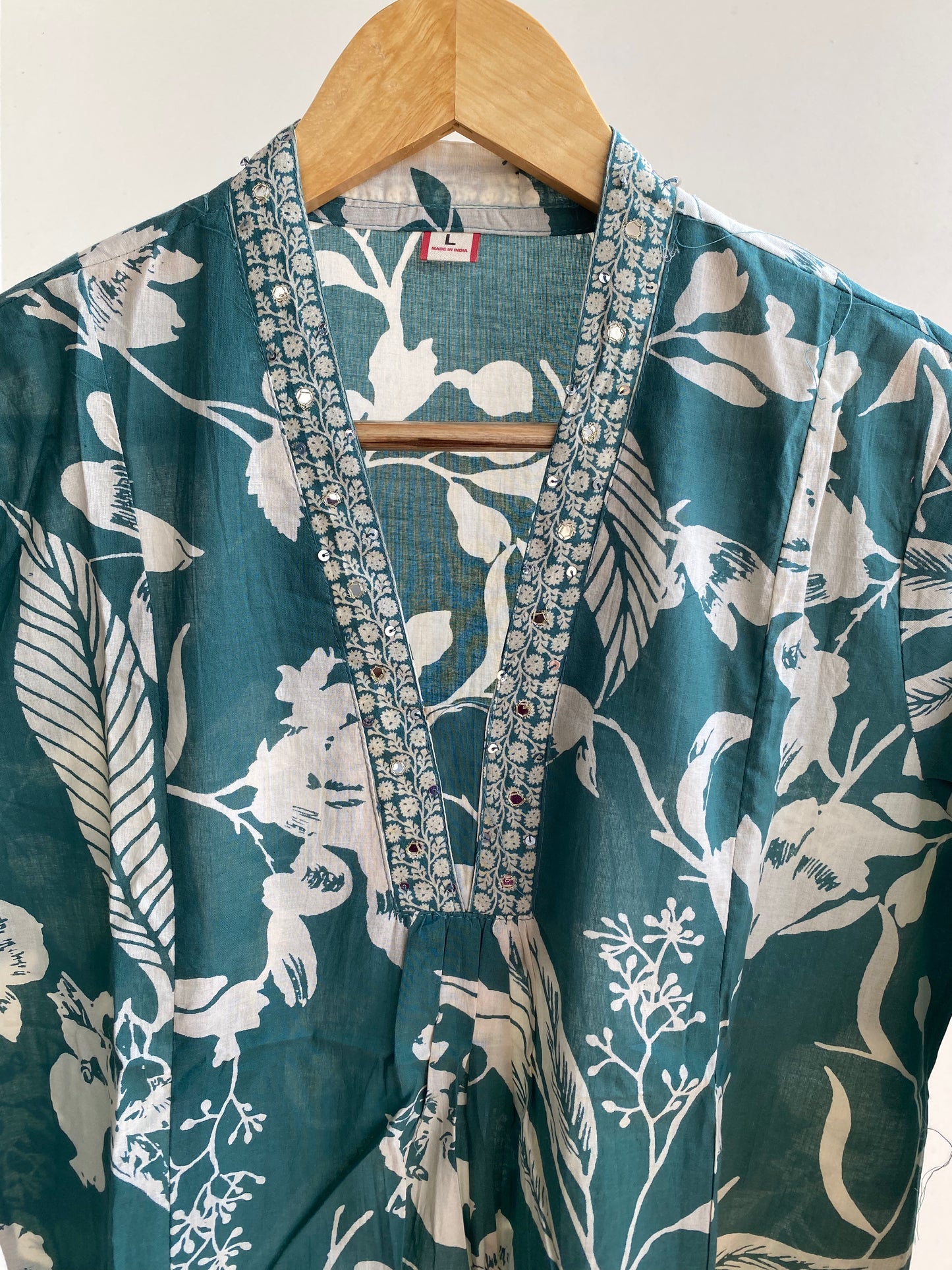 Sea Green Printed A-Line Kurta & Trousers with Dupatta