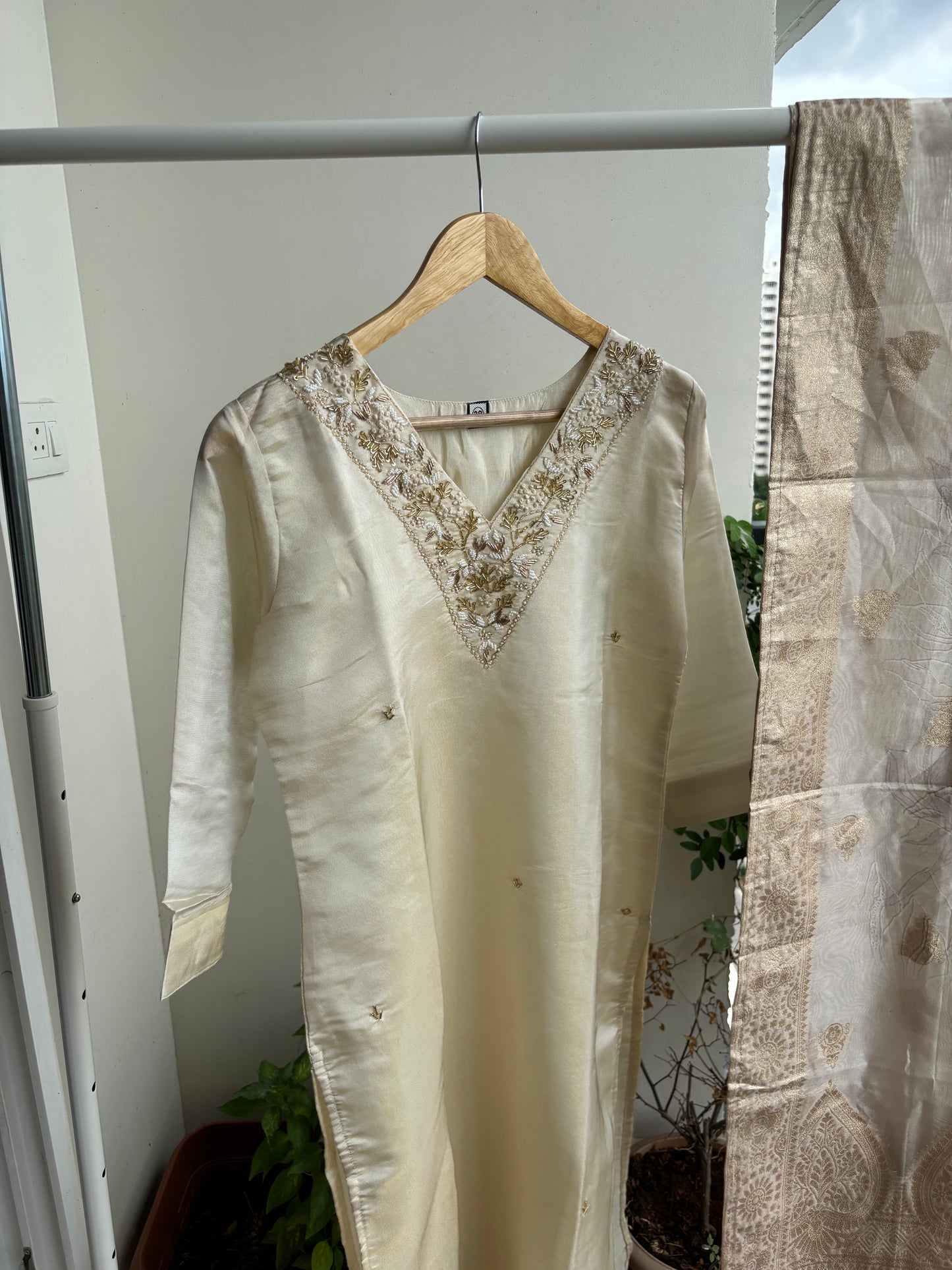 White Shimmer Suit Set