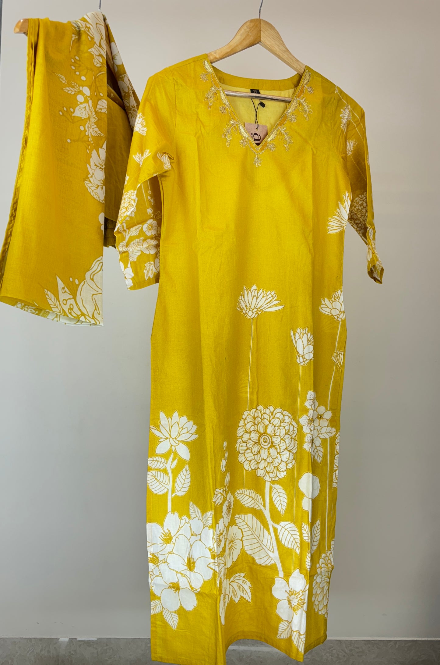 Yellow Cotton Suit Set