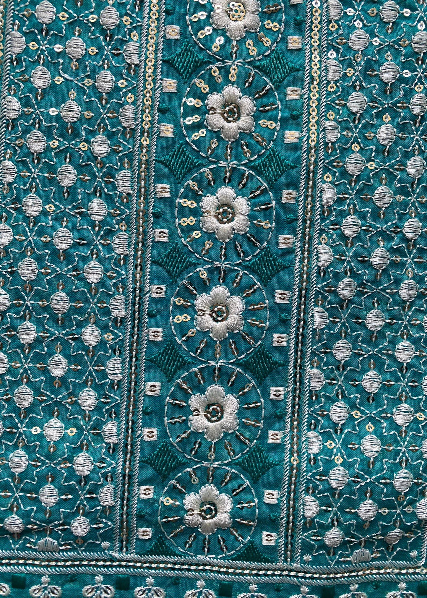 Turquoise Blue Printed A-Line Kurta