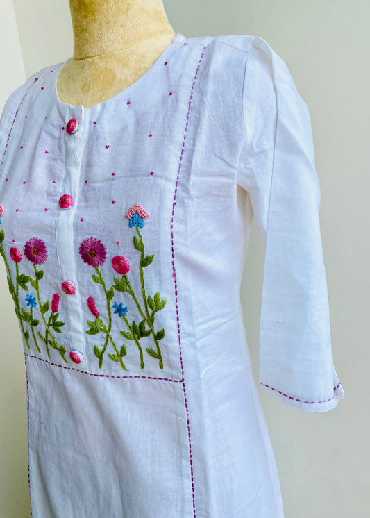White Embroidered Cotton Set