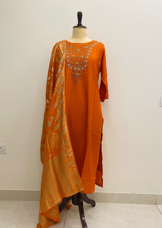 Amber Glow MulChanderi Suit Set